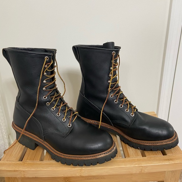 Red Wing Logger Firefighter model 699 Men’s 10d Black Leather Boots - Picture 2 of 10